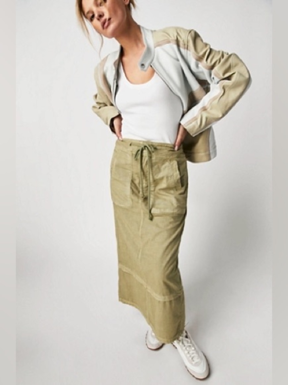 FREE PEOPLE Lizzie Parachute Maxi Skirt Green Size 0